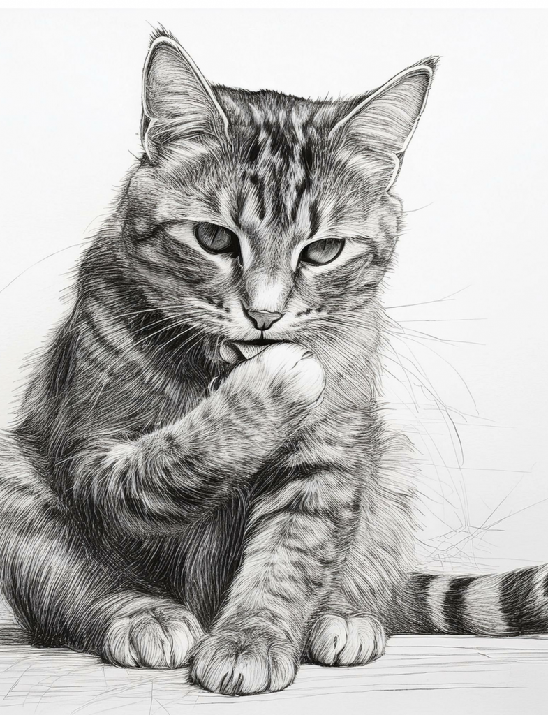 katze, zeichentechnik bleistift